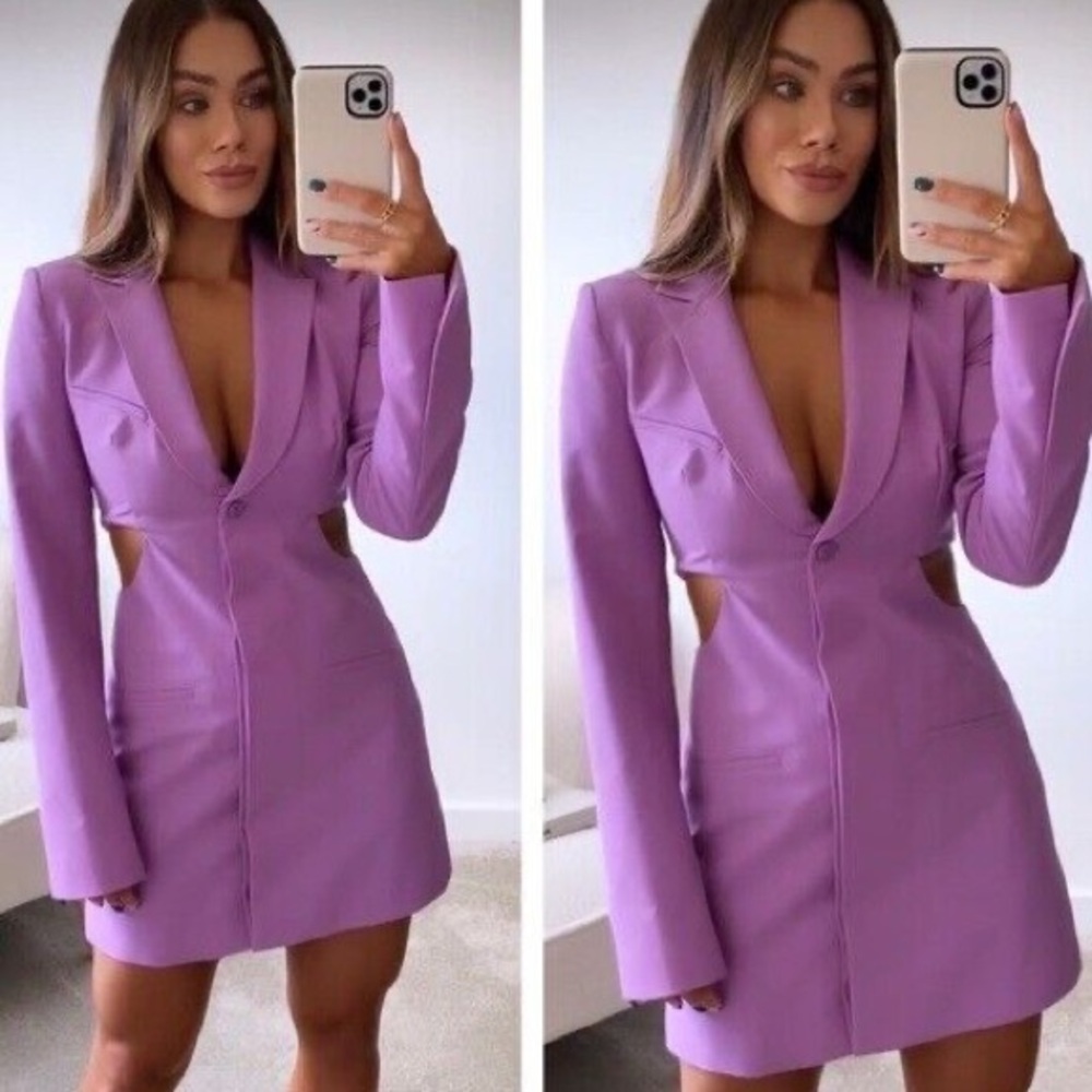 ZARA WOMAN'S CUT OUT BLAZER DRESS Lilac